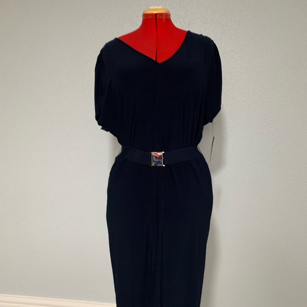 Tommy Hilfiger Navy Midi Dress with Belt